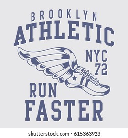 Athletic sport run typography, tee shirt graphics, vectors