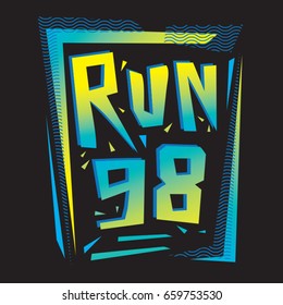 Athletic sport run typography, tee shirt graphics, vectors