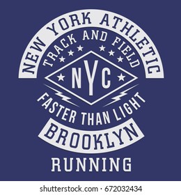 Athletic sport run typography, tee shirt graphics, vectors