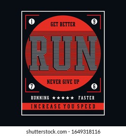 Athletic sport running increase your speed typography, t-shirt graphics, vectors