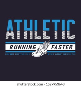 Athletic sport running typography. tee shirt graphics, vectors.