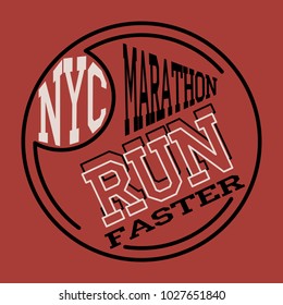 Athletic sport running typography, t-shirt graphics, poster, print, banner, flyer, postcard. Vector illustration.