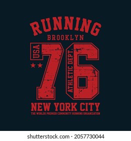 Athletic sport running typography, t-shirt graphics, vectors