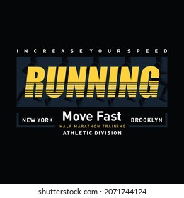 Athletic sport running typography, t-shirt graphics, vectors