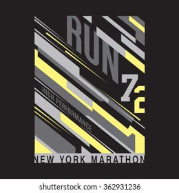 Athletic sport running typography, t-shirt graphics, vectors