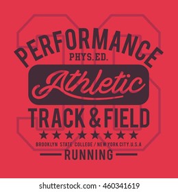 Athletic sport running typography, t-shirt graphics, vectors