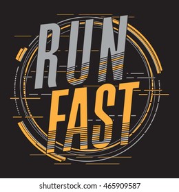 Athletic sport running typography, t-shirt graphics, vectors