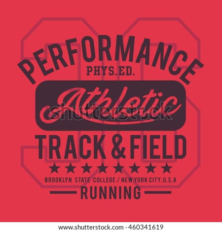 Athletic sport running typography, t-shirt graphics, vectors