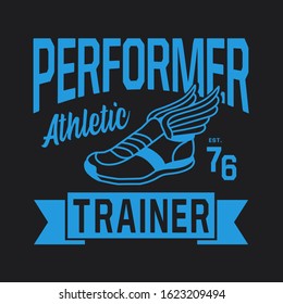 Athletic sport trainer typography, tee shirt graphics, vectors, hand drawn artwork
