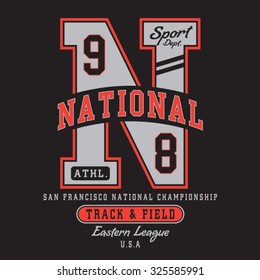 Athletic sport typography, t-shirt graphics, vectors