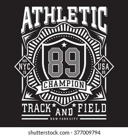 Athletic sport typography, t-shirt graphics, vectors