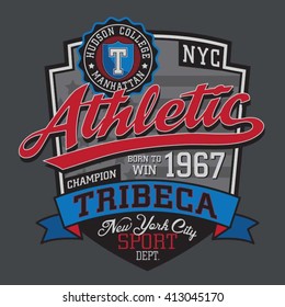 Athletic Sport Typography, T-shirt Graphics, Vectors