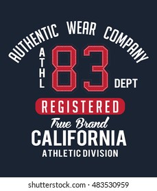 Athletic sport typography, t-shirt graphics, vectors
