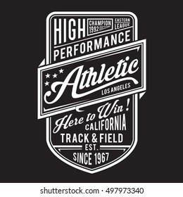 Athletic sport typography, t-shirt graphics, vectors