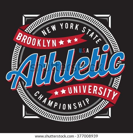 Athletic sport typography, t-shirt graphics, vectors