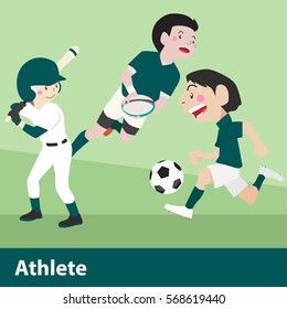Athletic sport vector cartoon illustration set