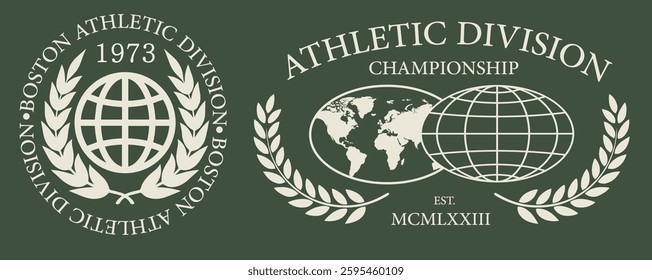 athletic sports, emblem, logo, boston, athletic division, team, college, school, championship, print, globe, embroidery, design, artwork