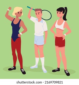 athletic sports people with racket