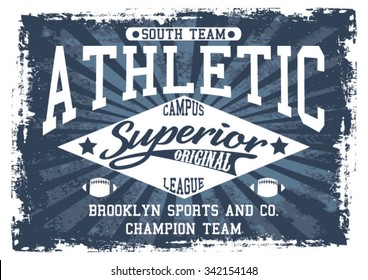 Athletic Sports vector print and varsity. For t-shirt or other uses in vector.