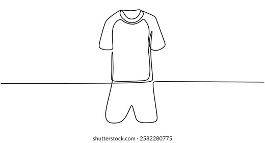 Athletic sportswear in continuous line drawing. Simple and modern depiction of workout and exercise clothing. Vector illustration hand drawn.