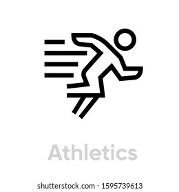 Athletic sprinter icon. Editable stroke