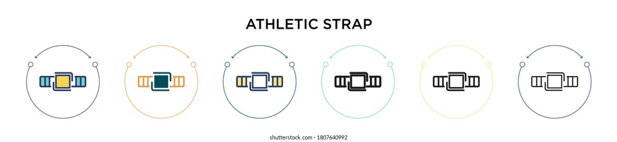 Athletic strap icon in filled, thin line, outline and stroke style. Vector illustration of two colored and black athletic strap vector icons designs can be used for mobile, ui, web