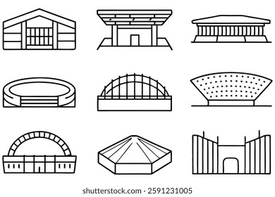 Athletic track stadium line art artwork