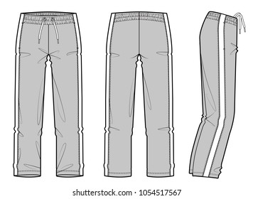 Athletic training pants fashion vector illustration flat sketches template