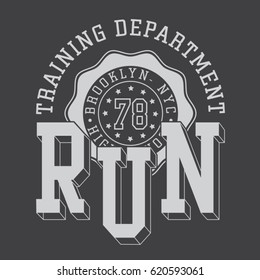 Athletic training typography, tee shirt graphics, vectors