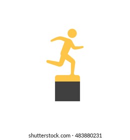 Athletic trophy icon in flat color style. 