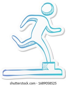 Athletic trophy icon in sticker color style. Running triathlon decathlon competition sport