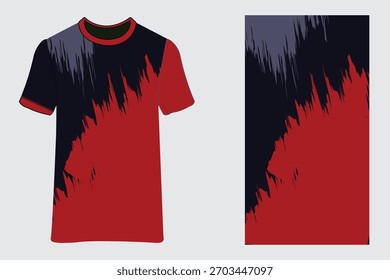 Diseño atlético de la camiseta con los trazos rojos y oscuros Abstractas del cepillo, materia textil del diseño del jersey del deporte para la sublimación