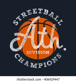 Athletic T-shirt graphics / Sport Vintage Typography / Textured lettering / Basketball Street ball Team Emblem