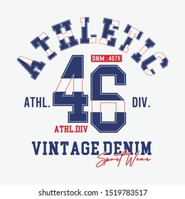 athletic typography for print t shirt 