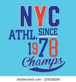Athletic  typography, t-shirt graphics, vectors
