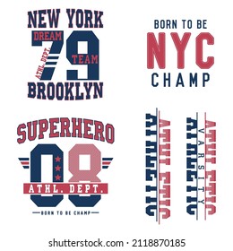 Athletic Varsity New York Graphic Sets