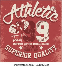 ATHLETIC - Vector Graphics and typography t-shirt design for apparel. Varsity.