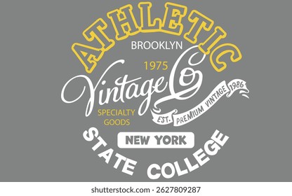 Athletic vintage typography vector graphics