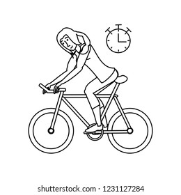 athletic woman in bicycle with chronometer