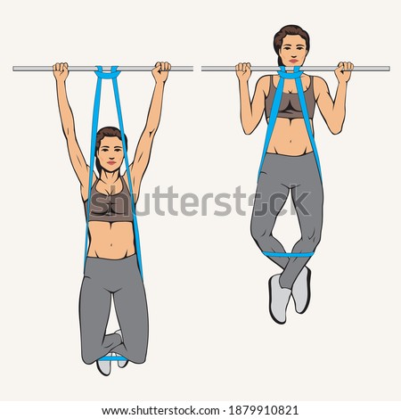 Similar – Image, Stock Photo Woman Exercising on Pull-up Bar in Gym