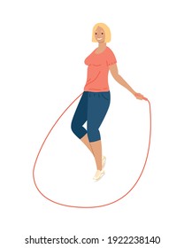 athletic woman jumping rope fitness lifestyle vector illustration design