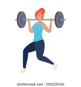 athletic woman lifting weight fitness lifestyle vector illustration design