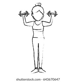 Athletic woman lifting weights