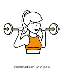 Athletic woman lifting weights