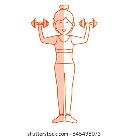 Athletic woman lifting weights