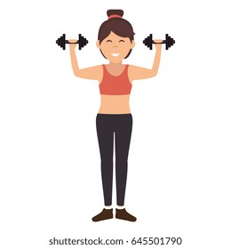 Athletic woman lifting weights