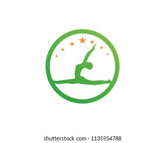 Athletic yoga body logo and symbols vector icons