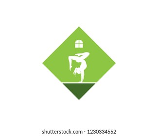 Athletic yoga logo vector silhouette