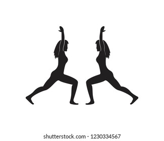 Athletic yoga logo vector silhouette