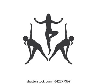 Athletic Yoga People Set Logo